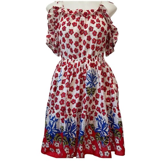 Crewcuts Off The Shoulder Red, White & Blue Girls Dress Size 10 - Picture 1 of 11